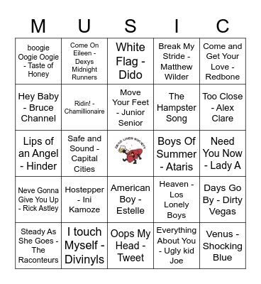 One Hit Wonders Revisited Bingo Card