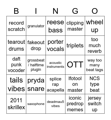EDM BINGO Card