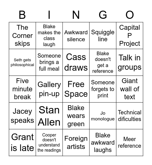 BLAKE Bingo Card