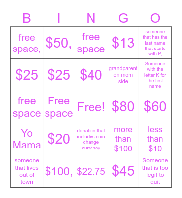 HOUR-A-THON Bingo Card