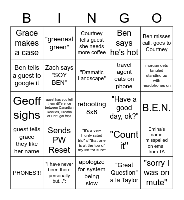 GRINGO Bingo Card