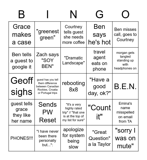 GRINGO Bingo Card