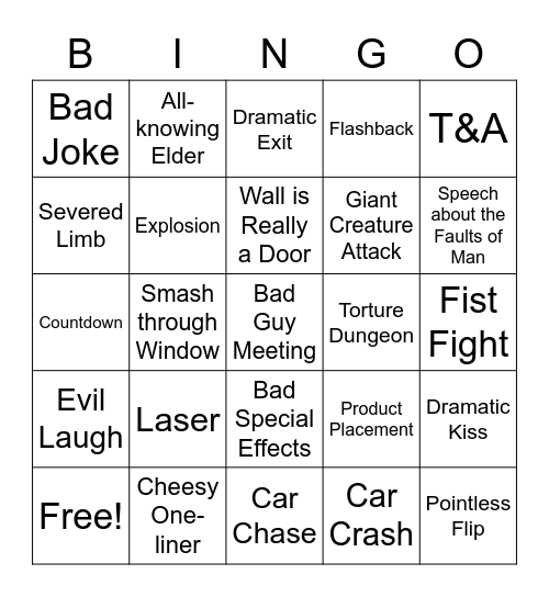 BINGOFLIX Batman & Robin (1997) Bingo Card