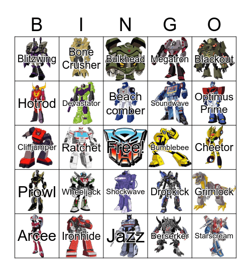 Transformer Bingo Card