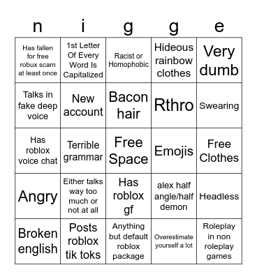 Are you an insufferable roblox kid? Bingo Card