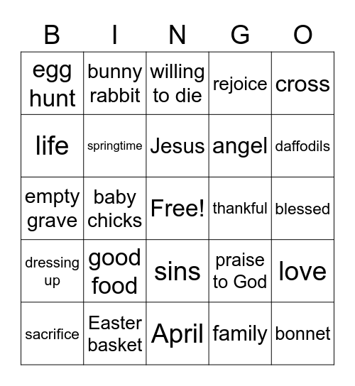 Easter (2) Bingo Card