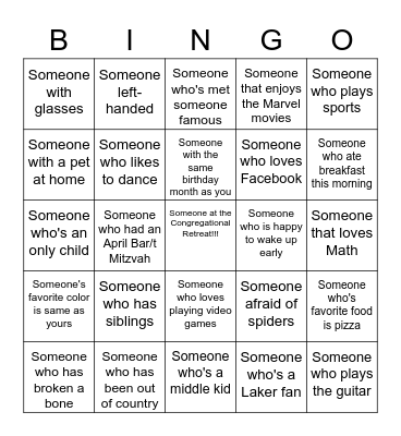 Human Bingo Card