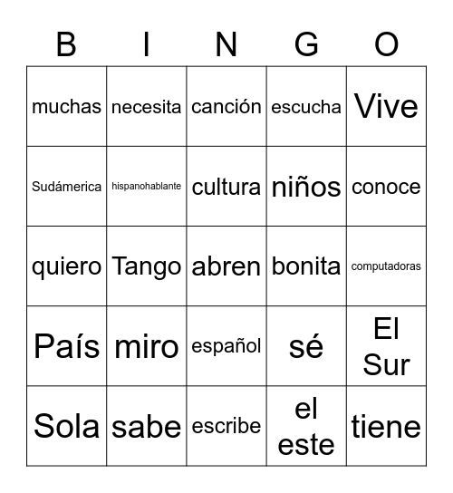 Argentina Bingo Card