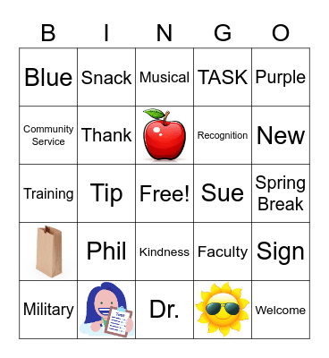 April Faculty Meeting Bingo Card