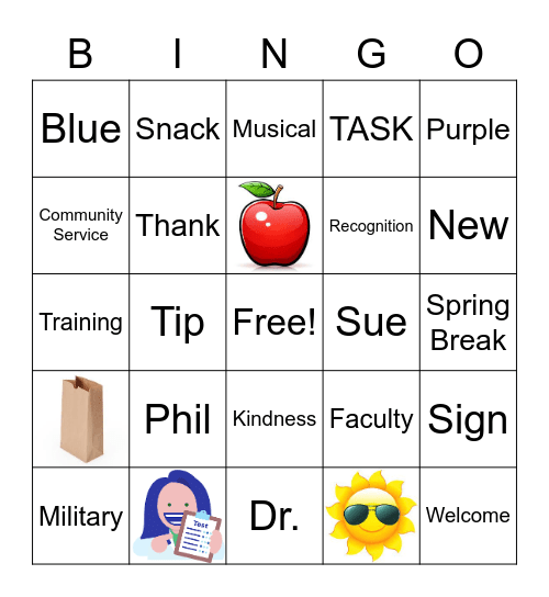 April Faculty Meeting Bingo Card