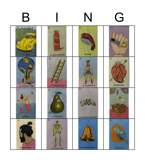 MILLENIAL LOTERIA Bingo Card
