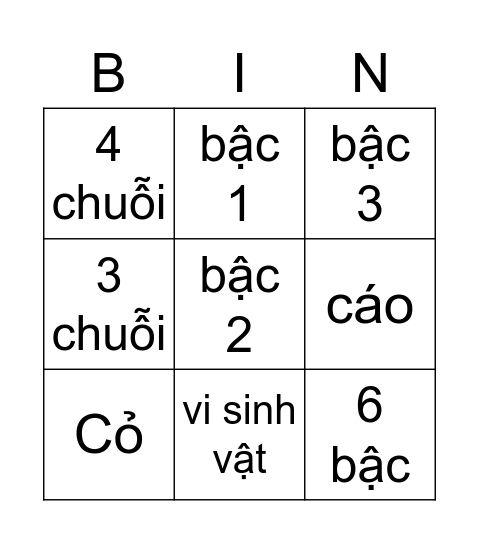 VUI CÙNG BINGO Card