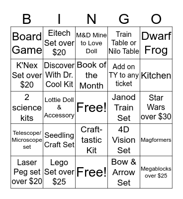 KT Bingo Card
