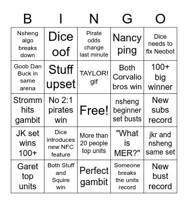 Food Club 2 Bingo Card