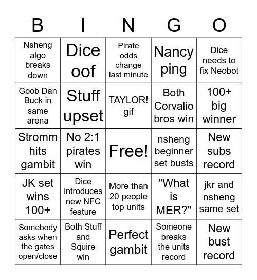 Food Club 2 Bingo Card