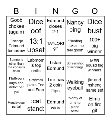 Food Club 2 Bingo Card