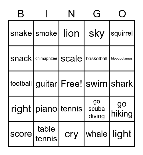Review Bingo Card