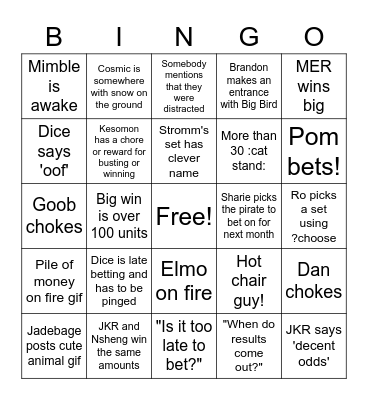 Food Club 2 Bingo Card