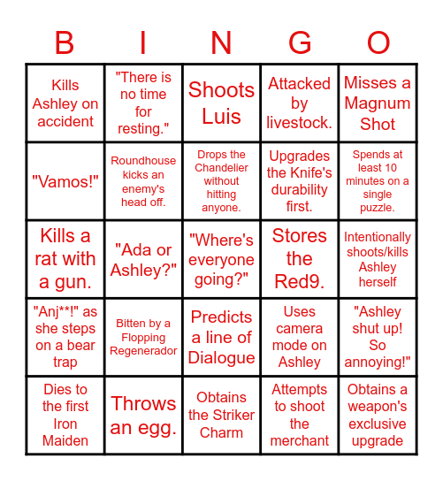 Reine's Resident Evil 4 Bingo Bonanza! Bingo Card