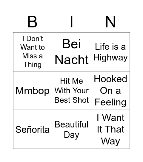 MUSIK BINGO Card