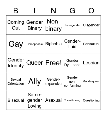 PRIDE BINGO Card