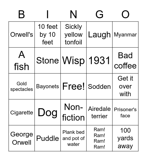 A Hanging Bingo Card