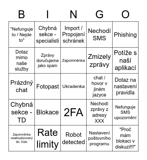 Pondělní HD bingo Card