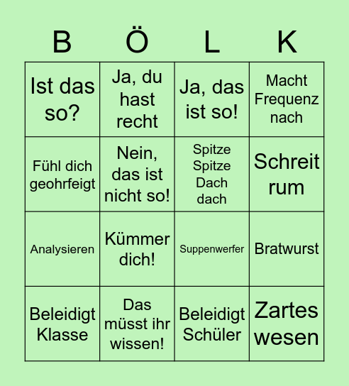 Böhlke Bingö Bingo Card