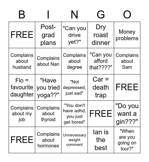 Gail Bingo Card