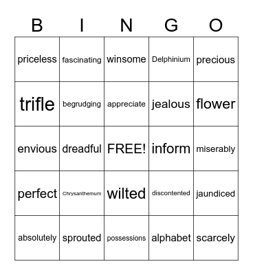 Chrysanthemum by Kevin Henkes Bingo Card