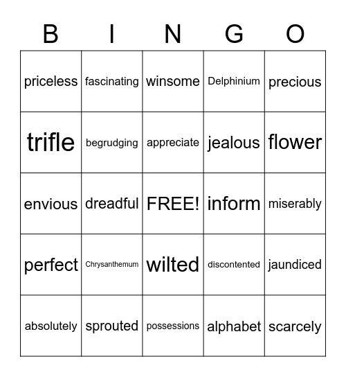 Chrysanthemum by Kevin Henkes Bingo Card