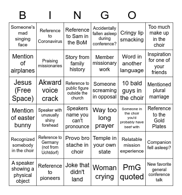 General Conference April 2023 Bingo Card