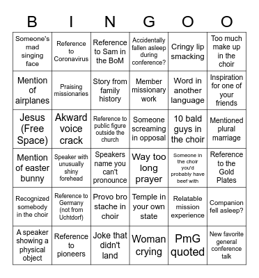 General Conference April 2023 Bingo Card