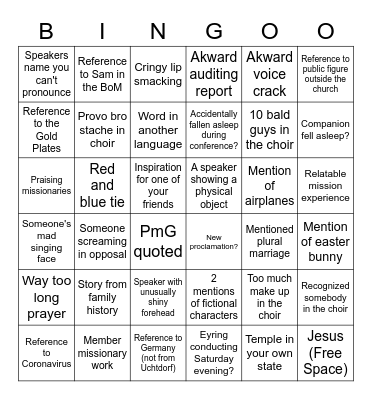 General Conference April 2023 Bingo Card