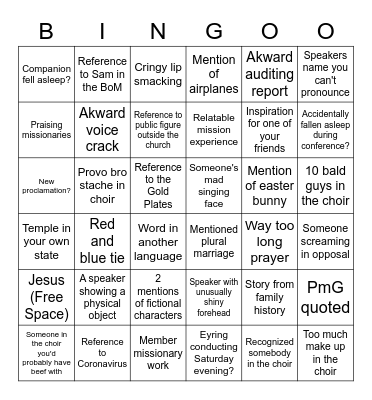 General Conference April 2023 Bingo Card