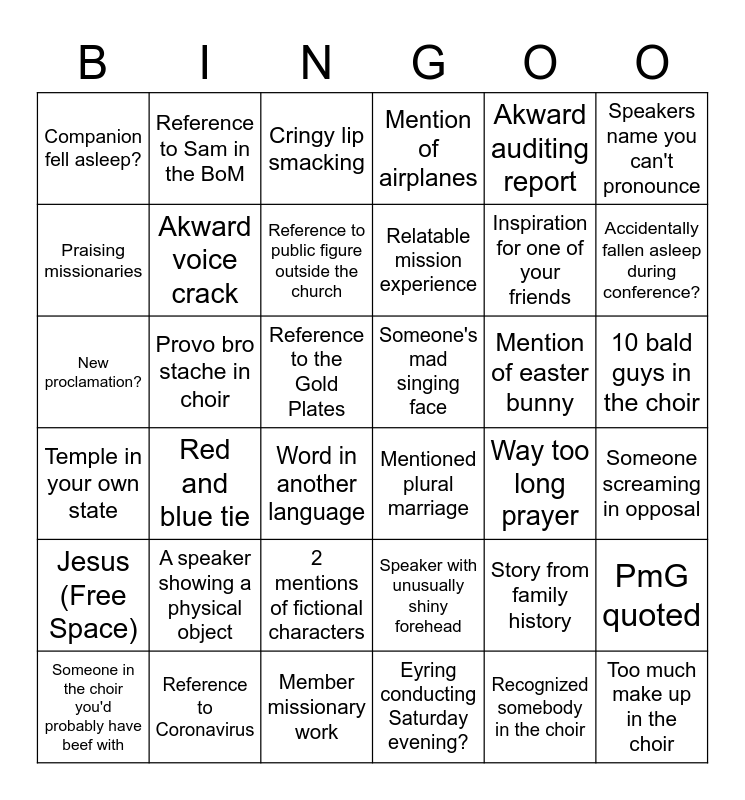 General Conference April 2023 Bingo Card