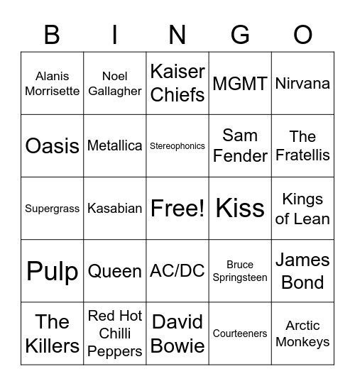 Absolute Radio Bingo Card