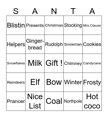 Christmas Bingo  Bingo Card