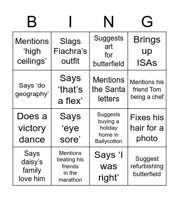 Cormac Bingo Card