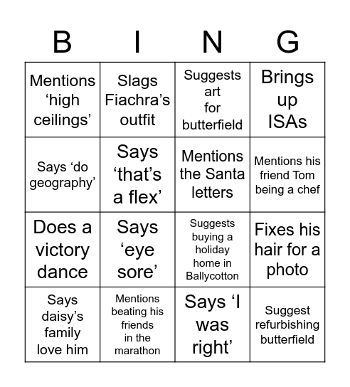 Cormac Bingo Card