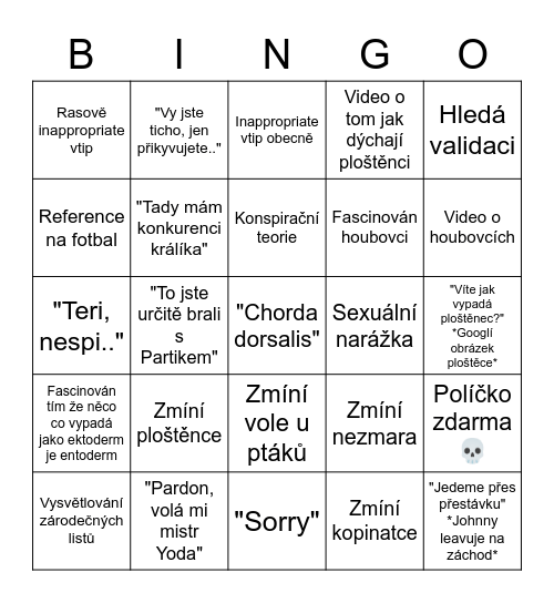 Biologie Bartoš Bingo Card