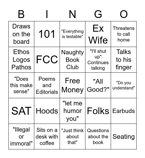 Dr Schoder Bingo Card