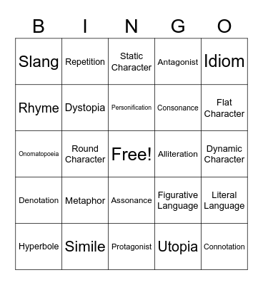 ELA Bingo! Bingo Card