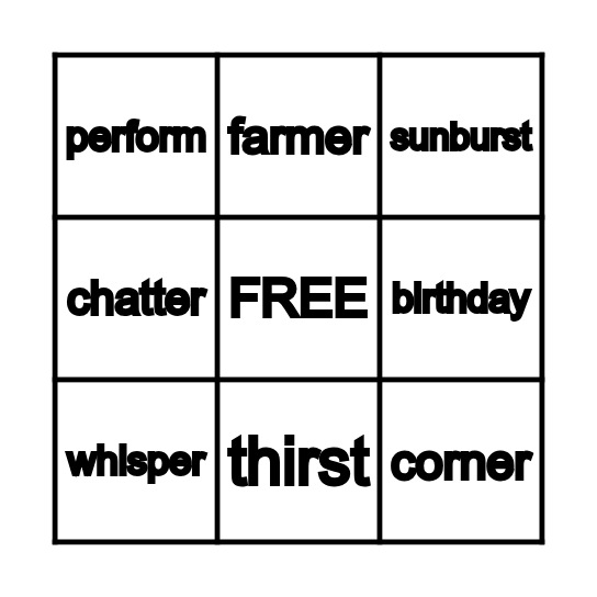 R-CONTROLLED VOWELS Bingo Card