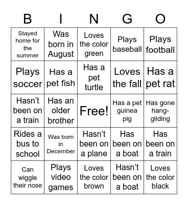 Icebreaker Bingo Card