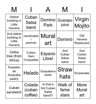 Calle Ocho Lotería! Bingo Card