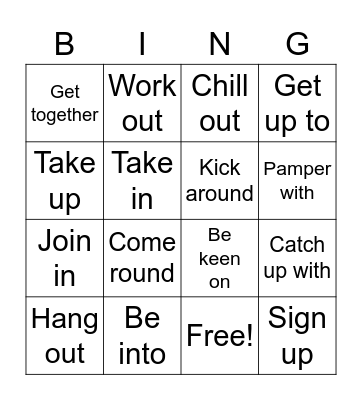 Vocabulary Revision Bingo Card