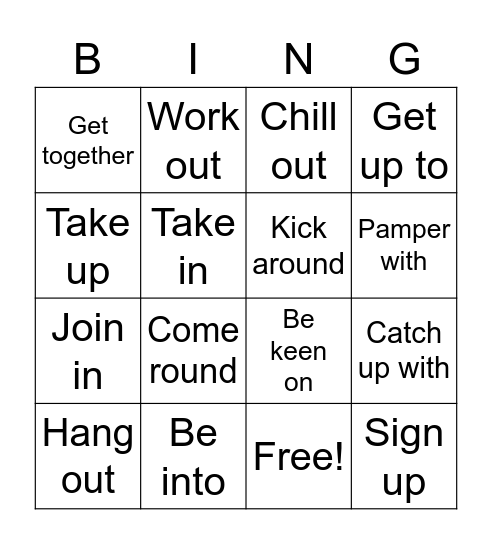 Vocabulary Revision Bingo Card