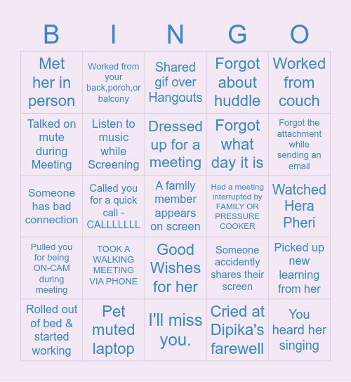 EXPERIENCE WITH DIPIKA Bingo Card