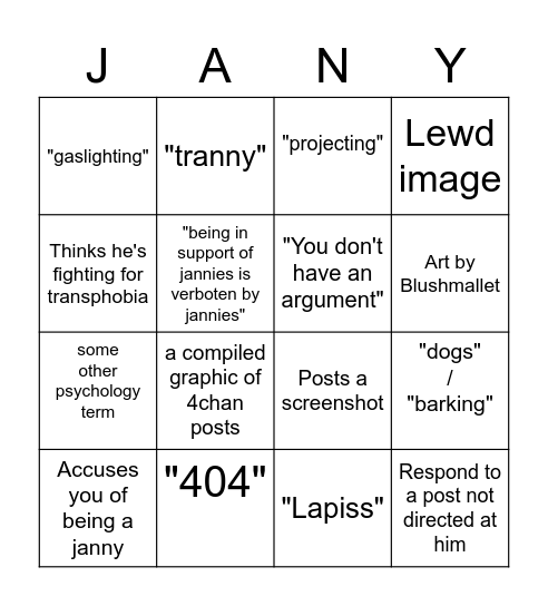 Perifag Thread Bingo / drinking game Bingo Card